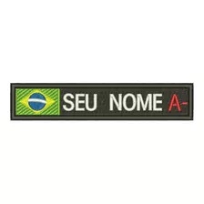 Patch Tag Com Velcro Bandeira Nome E Tipo Sanguíneo