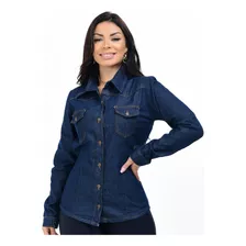 Camisa Blusa Jeans Escura Feminina Envio Imediato Novo V24