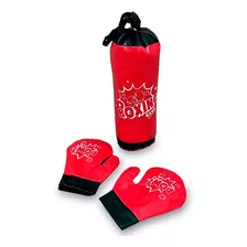 Kit De Boxe Infantil Com 2 Luvas E Saco De Pancada Cor Vermelho