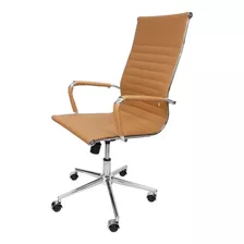 Cadeira De Escritório Tutto Home Esteirinha Charles Eames Ergonômica Bege Com Estofado De Couro Sintético X 2 Unidades