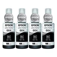 Kit 4 Refis Tinta Preta T664 Original Epson L355 L365 L375