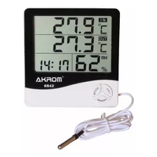 Termohigrômetro Com Sensor Externo E Relógio - Akrom Kr42