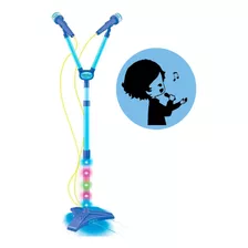 Microfone Infantil Duplo Brinquedo Amplificador Luz Karaokê 