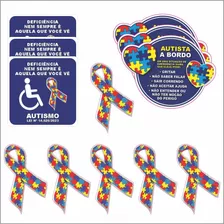 12 Adesivos Símbolo Autista Para Carro Pcd - Sticker