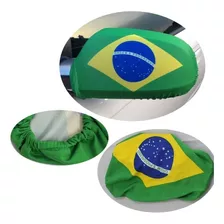 Par Capa Retrovisor Bandeira Brasil Pano Patria Copa Torcida