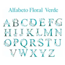 Kit Digital Alfabeto Floral Verde 02