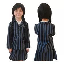 Uniforme Infantil Adulto Wandinha Escola Colégio Com Peruca