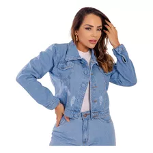 Jaqueta Jeans Feminina Curta Inverno Botão Forrado Moda 