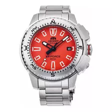 Relógio Orient Automático M-force Ra-ac0n02y10b Diver 200m Cor Da Correia Prateado Cor Do Bisel Prateado Cor Do Fundo Laranja