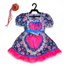 Vestido Festa Junina Quadrilha Infantil Caipira Luxo Brinde