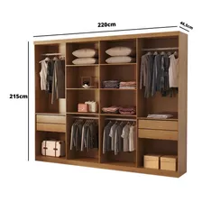 Closet Casal Hera Gold 4 Gavetas 8 Prateleiras Mdp Rufato Cor Imbuia