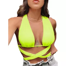 Cropped Top De Amarrar Multiformas Trançado Decote Alcinha