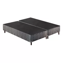 Cama Box Base Universal King Sommier Rústico Bordado Gray (