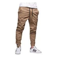 Calça Roupa Masculina Jeans Jogger Bege Sarja Pronta Entrega