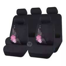 Funda Cubre Asiento Auto Para Mujer 9pieza Negro Flores /ryc