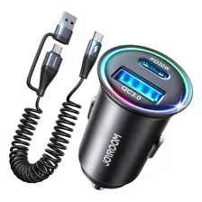 ~? Joyroom Usb C Car Charger, Usb A / C A Usb-c Coiled Cable