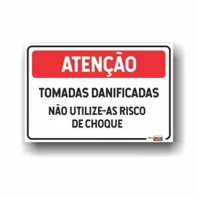 Placa Tomadas Danificadas 20x30cm Horizontal Resistente