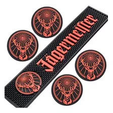 Bar Mat Jagermeister + 4 Porta Copos Tapetes De Borracha