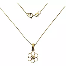 Cadena Veneciana Colgante Flor Diamantada Oro Au750 - 18k 