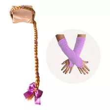 Kit Tiara Trança Rapunzel Enrolados Acessórios E Luvas