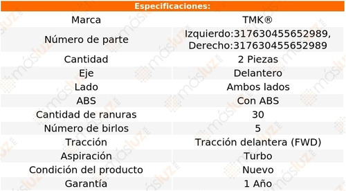 2- Mazas Delanteras Con Abs 9-5 4 Cil 2.3l 2001/2009 Tmk Foto 2