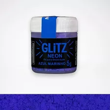 Glitter Comestível Neon Azul Marinho Corante Pó P Decoração