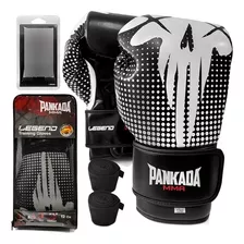 Kit Muay Thai Boxe Pankada Luva Legend Preta +bandagem+bucal