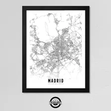 Cuadro Mapa Ciudades Madrid España Nordico 30x40 Mad