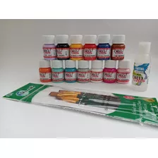 Kit 13 Tonos 30ml.pintura Acrilica Orocolor+pincel+fastdil 