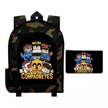 Combo Mochila Camuflada + Cartuchera Los Compadretes Mike