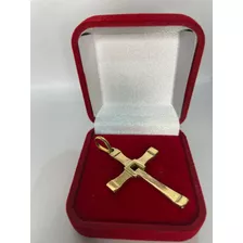 Pingente Masculino Crucifixo Dourado Cor Ouro 18k Moeda 