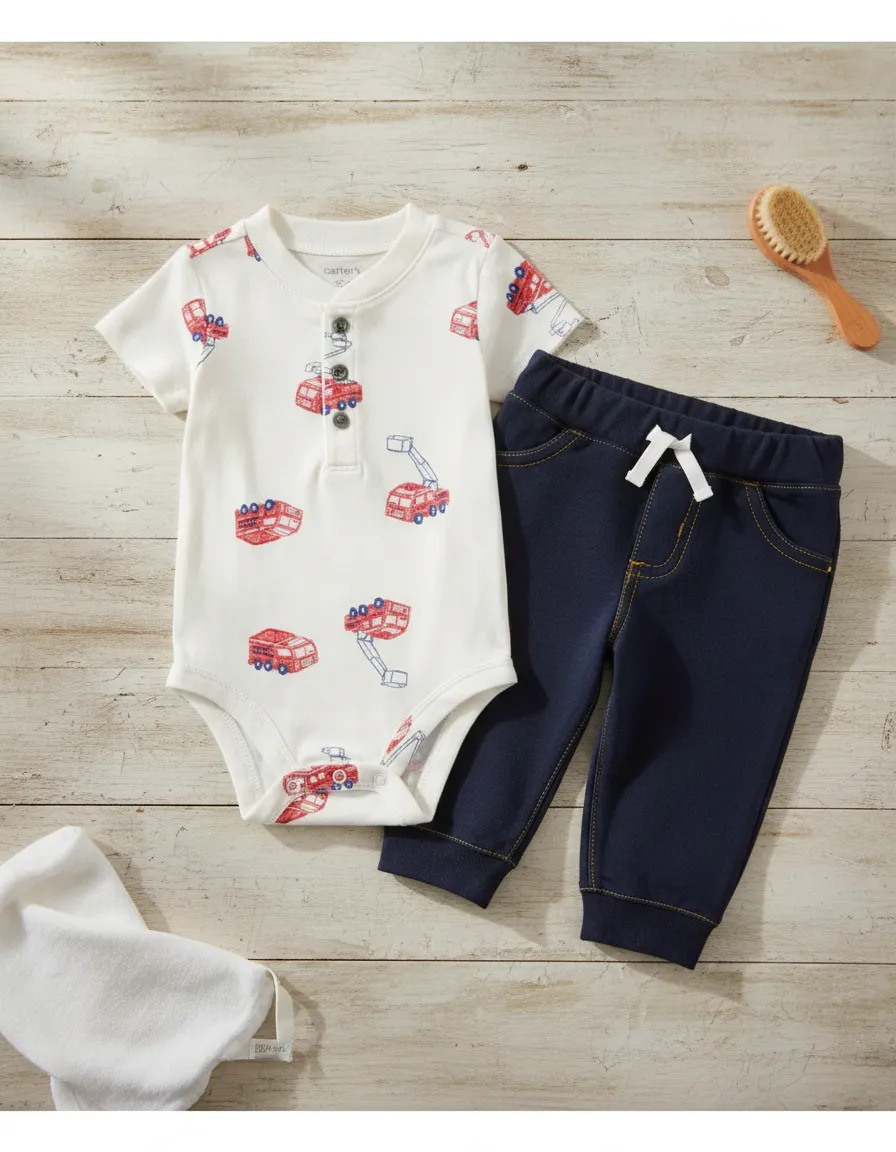 Carters Original Set De 2 Piezas Body Manga Corta + Pantalon Multicolor 12-18 M