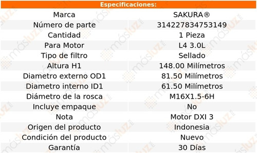 (1) Filtro Combustible Renault Mascott 120 Dxi 4 Cil 3.0l 04 Foto 2