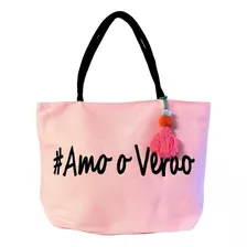 Bolsa Feminina Original Sacola Grande De Praia Verão + Cores Cor Rosa-claro
