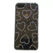 Funda Para iPhone 11 12 Pro Max Glitter Corazon Strass