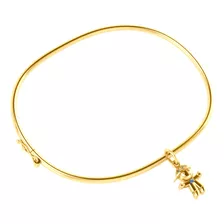 Bracelete Rígido Pingente Menino Prata 925 Dourada 18k