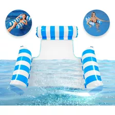 Inflable Para Piscina De Adulto Hamaca Flotante 4 En 1 Flota Color Azul