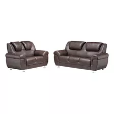 Juego Living Cuero Ecologico Sofa Dos+tres Lugares Sillón 