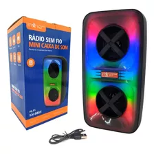 Caixa De Som E Radio Amplific Bluetooth Led Rgb Recarregável