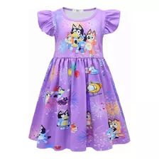 Vestido Para Niñas Con Falda De Manga Voladora Anime Bluey B