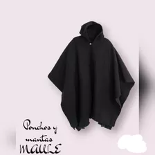 Poncho Negro De Oveja Con Gorro Ponchos Y Mantas Maule