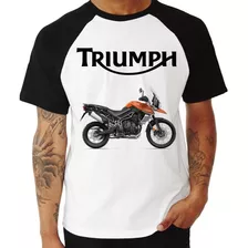 Camiseta Raglan Moto Triumph Tiger 800 Xca Laranja