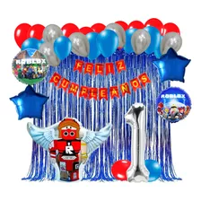 Kit Globos Roblox Azul Decoración Cumpleaños