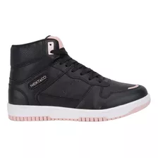 Tenis Bota Next & Co 926 Negro Con Rosa Para Mujer