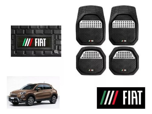 Tapetes 4 Pz Bandeja 3d Logo Fiat 500x 2016 2017 2018 2019 Foto 3