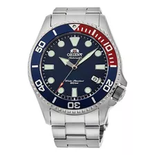 Reloj Orient Ra-ac0k03l Diver Tritón Automático Zafiro Color De La Malla Plateado Color Del Bisel Azul Y Rojo Color Del Fondo Azul