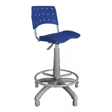 Cadeira Caixa Giratória Plástica Azul Base Cinza - Ultra