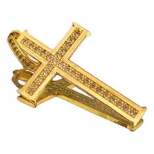 Pingente Crucifixo Cravejado Médio Banhado A Ouro 18k