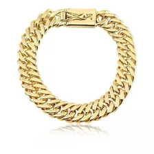 Pulseira Masculina Lacraia 13mm Banhada A Ouro 18k Grossa