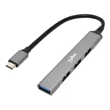 Hub Usb C Nisuta Ns-uh044c Aluminio 3 Usb 2.0 + 1 Usb 3.0 F